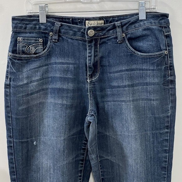 Earl JeansWomens Embroidered Stretch Denim Cropped Pants Flap Pockets Size 10 - Picture 4 of 12